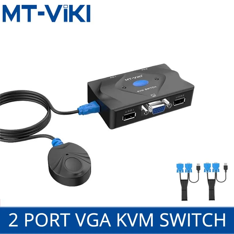 

MT-VIKI KVM Smart Switch 2 в 1 Out с настольным контроллером переключатель USB Мышь Клавиатура принтер Switcher VGA KVM Sharer