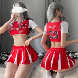 Contrast Underwear Sexy Lingerie Dynamic Football Baby Split Cheerleading Uniform Role Play Schoolgirl Pleated Mini Skirt Suit