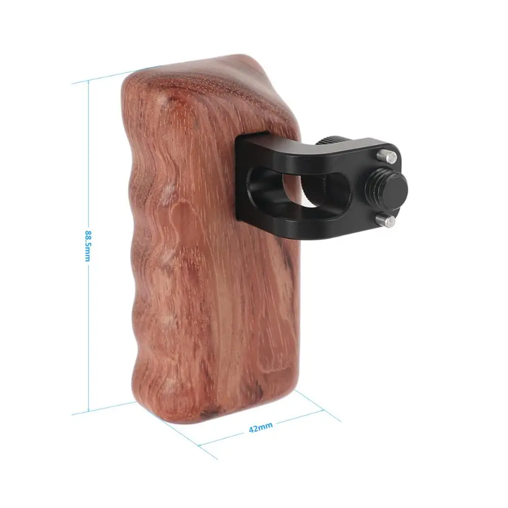 CAMVATE Camera Wooden Handle Grip With 3/8"-16 Thumbscrew Lock Knob & ARRI Locating Pins For DSLR Camera Cage Rig Support System