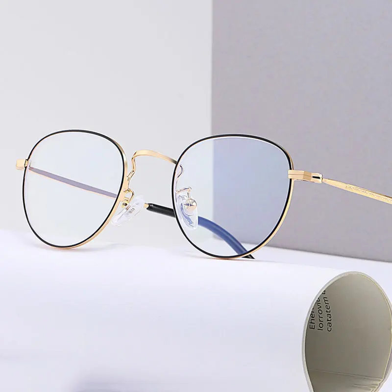 

Retro Round Frame Glasses Anti-Blue Light Metal Frame Man and Woman Optical and Myopia Eyewears