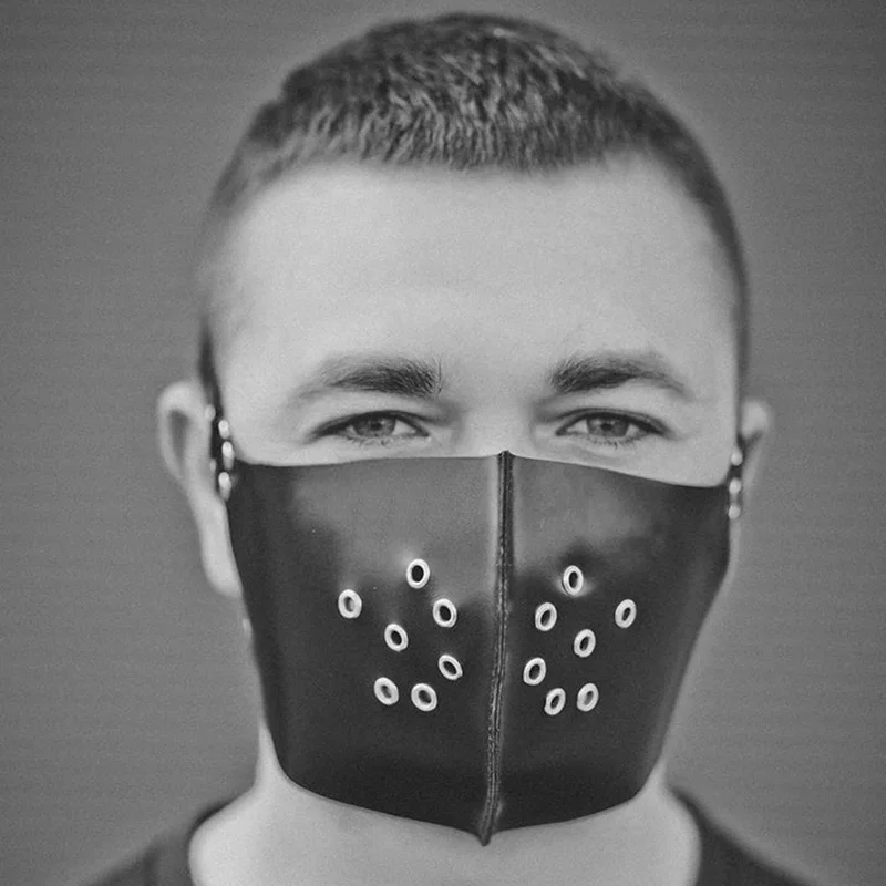 Masque de protection gothique en cuir pour hommes et femmes, style punk rock, couvre-bouche féminin, chaud, respirant, réutilisable, masques SFP