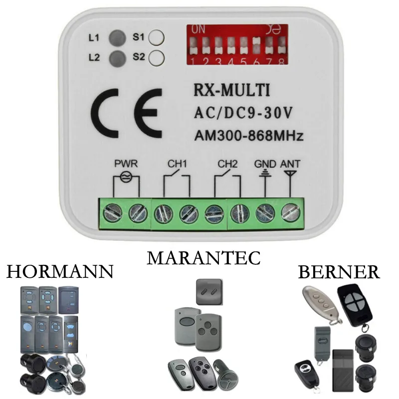 HORMANN 868MHz Remote Control HSM2 HSM4 HSE2 HS1 HSZ MARANTEC Digital 384 D302 D304 868 mhz Receiver For Gate Garage Door