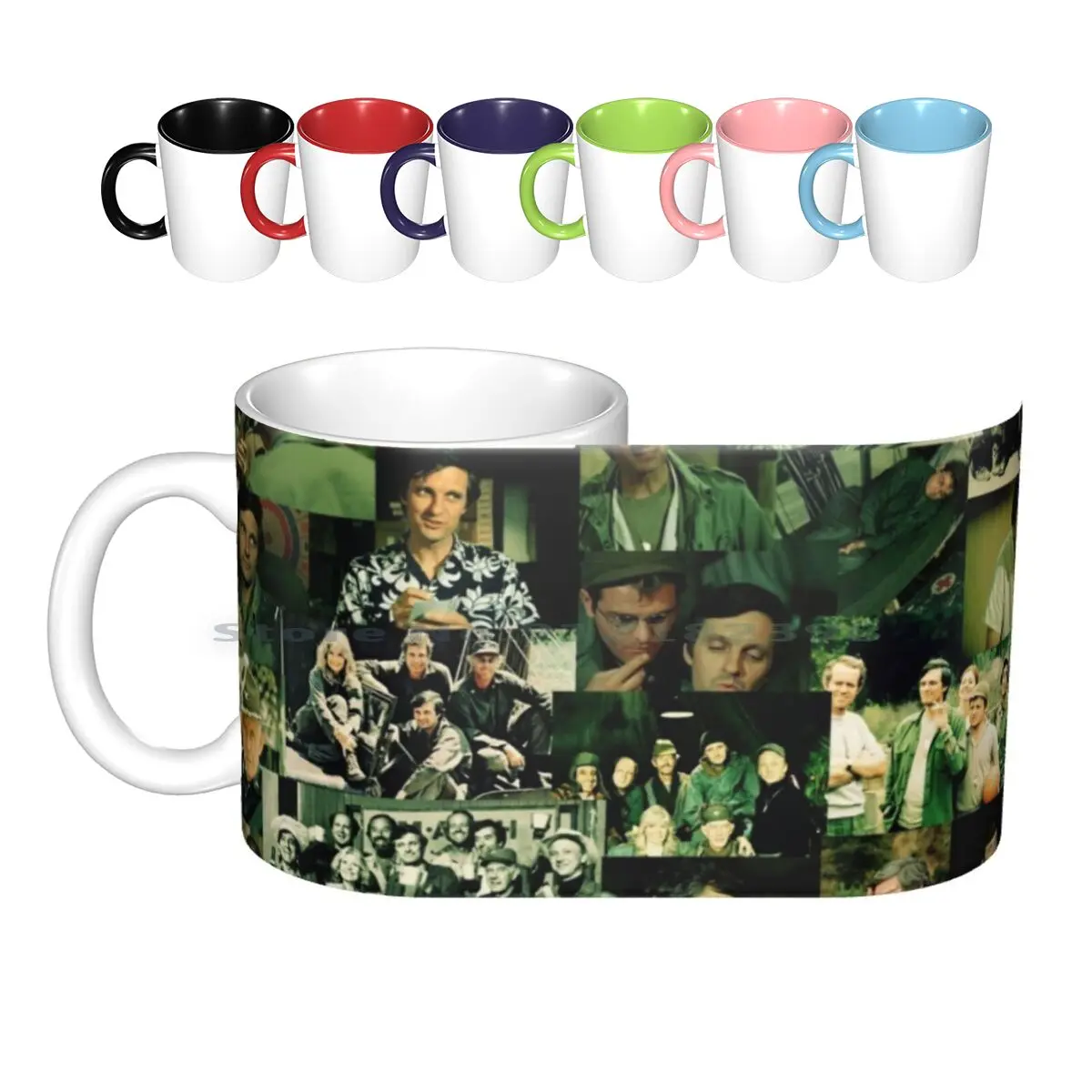 M * A * S * H Ceramic Mugs Coffee Cups Milk Tea Mug Mash Mash 4077 Collage Alan Alda Comedy Green People Army Tv America