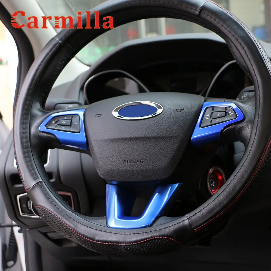 Carmilla Car Interior Steering Wheel Protection Cover Decoration Trim Stickers for Ford Ecosport 2018 2019 2020 Accessories