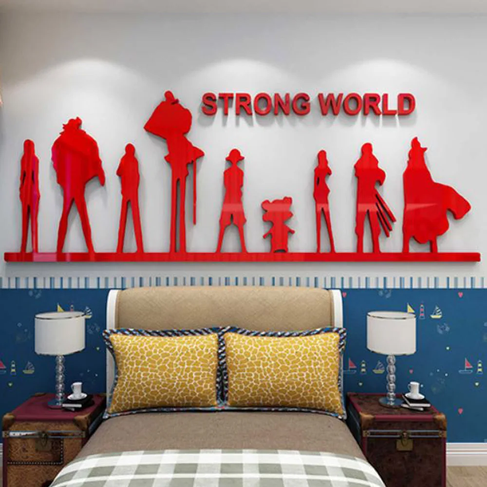 DIY Acrylic Crystal Cartoon Wall Stickers Monkey D Luffy Personalized Creative Decor Bedroom Dormitory Living Room Anime Posters