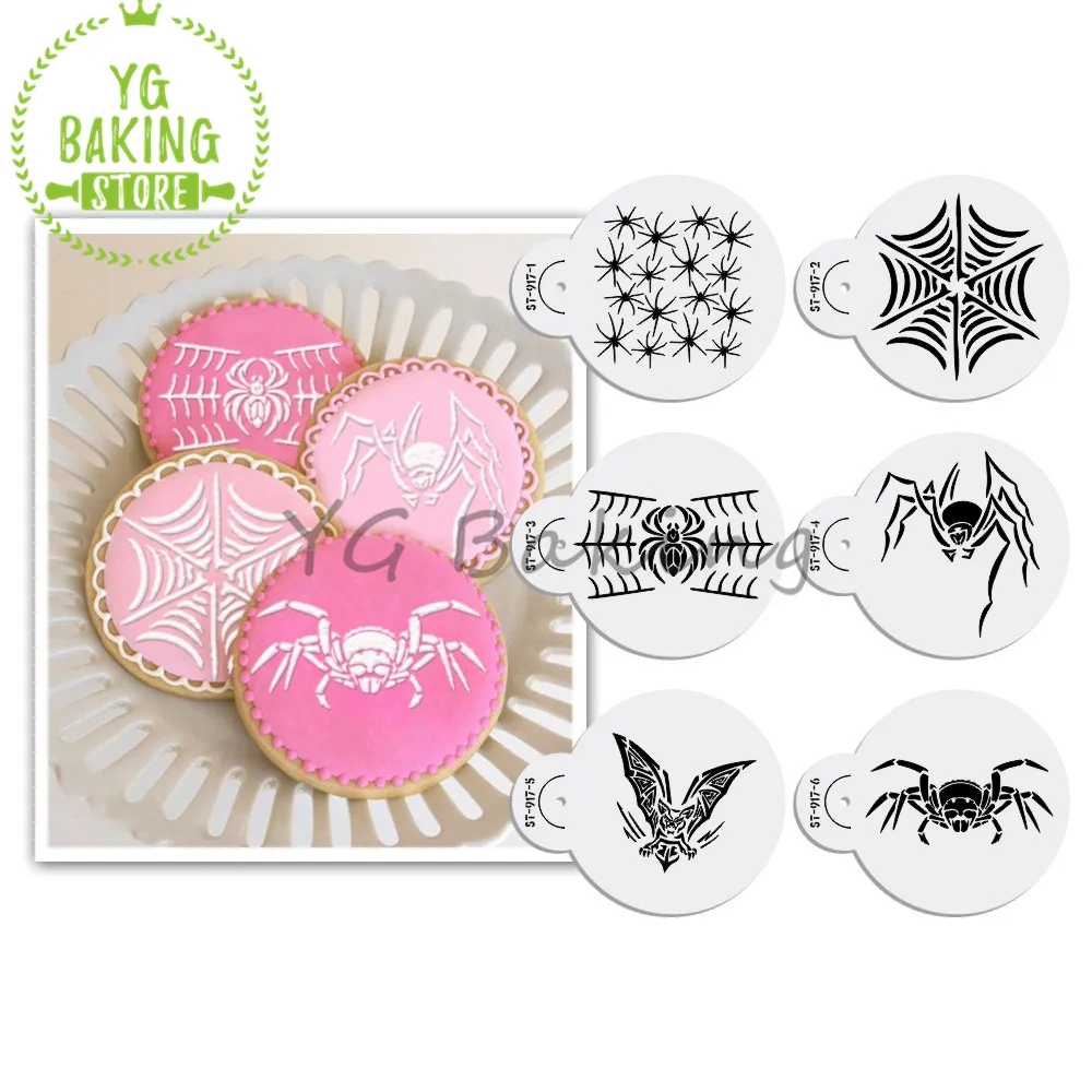 Dorica 2 Size 6 Pcs/Set Halloween Spider & Cobweb Series Design Cookie Cake Stencils Cake Pastry Tool Kitchen Accessories