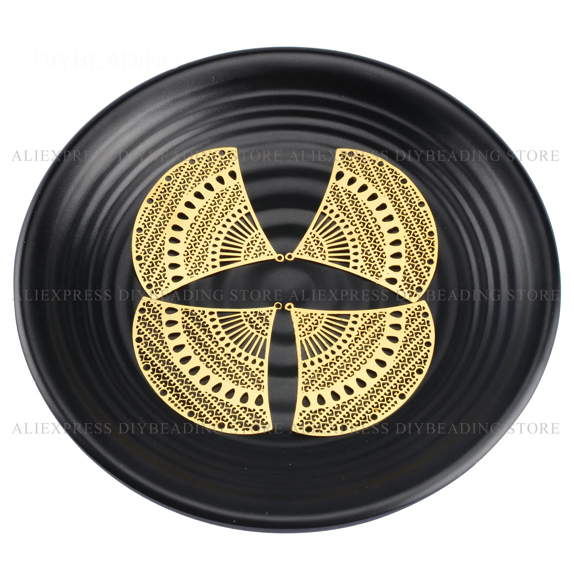 

Большие серьги-коннекторы для люстры 2-100 шт., кружевные филигранные племенные подвески, позолоченные медный вентилятор белого золота