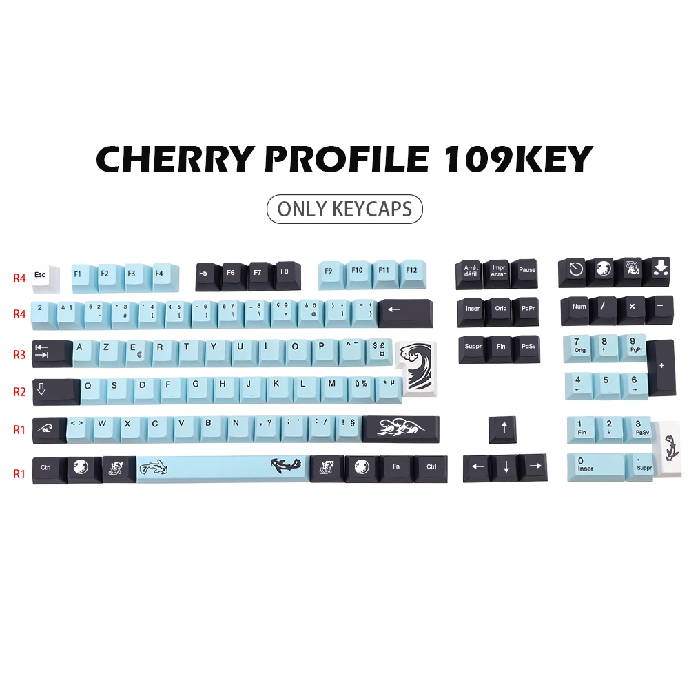 

Dye Subb Mizu Keycap FR ISO Layout PBT Keycaps For MX Switches Mechanical Gaming Keyboard Cherry Profile Key cap 109 Keys