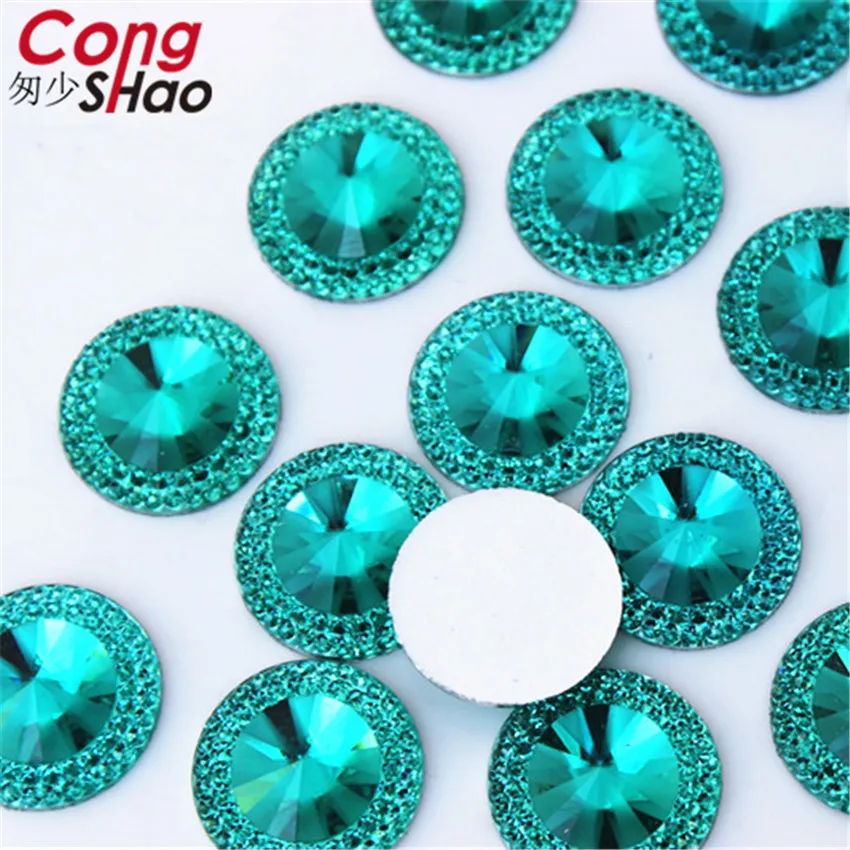 Cong Shao 100PCS 20mm Round Shape Resin Rhinestone Flatback Beads Strass Crystal Stones For Clothes Decoration Craft DIY CS442