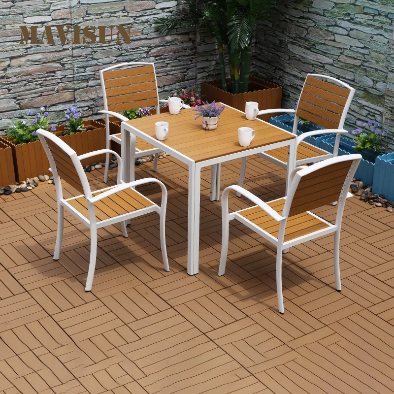 Dinning Table Furniture And Chairs Combination Courtyard Waterproof Villa Balcony Restaurant Garden Terraces For Outdoor Set