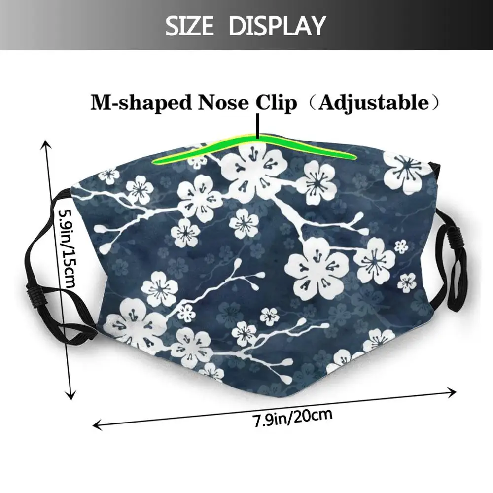 Navy Und Weiß Kirschblüte Muster Erwachsene Kinder Anti Staub Filter Diy Maske Aquarell Kirschblüte Sakura Floral Blume Navy