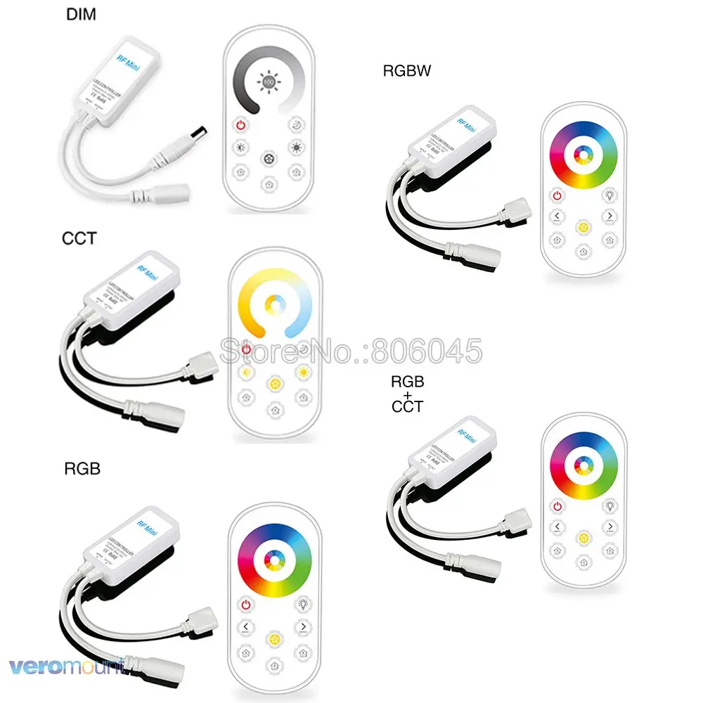 

DC 5V 12V 24V RF Remote Wireless Ultrathin Mini LED Strip Controller Full Touch Remote for 5050 RGB RGBW RGBCCT LED Light Strip