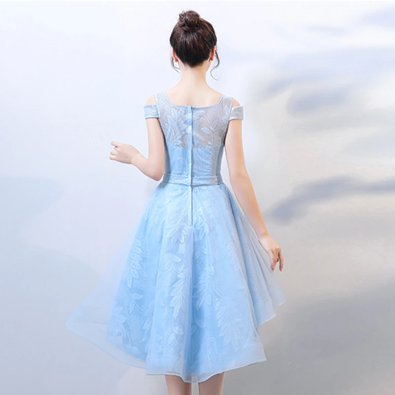 New Square Collar Prom Dress Luxurious High-Low Short Sleeves Ruched Knee-Length Plus size Women Formal Party Gown Women A975