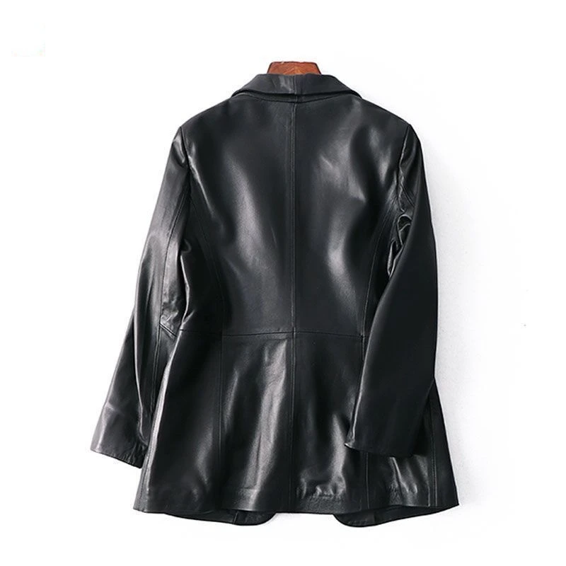 Fashionable PU Leather Jacket for Women\'s Spring and Autumn New Slim Fitting Lapel Casual Black Washed Leather Jacket Women