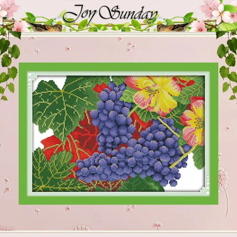 

Joy Sunday The Grape is Ripe Patterns Counted DIY 11CT 14CT 16CT Stamped DMC Cross-stitch Kit Embroidery Needlework Home Decor