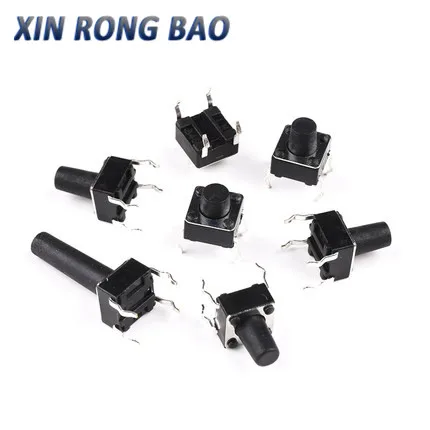 1000PCS 4Pin 6*6 Micro Tact Push Button Switches DIP 6x6x4.3/5/6/7/8/9/10/11/12/13/14/15 MM 4.3mm 5mm 6mm 7mm 8mm 9mm 10mm 11mm