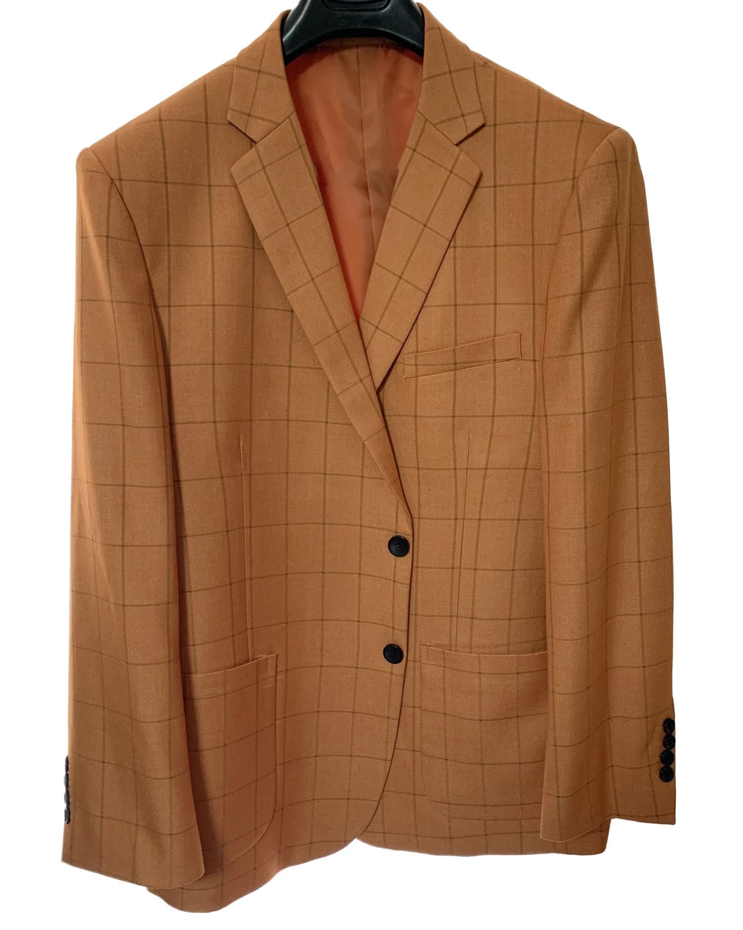 

Men Suits One Piece Coral Red Blazer Tailor Made Plaid Vintage Gentleman Fashion Formal Wedding Business Causal Tailored