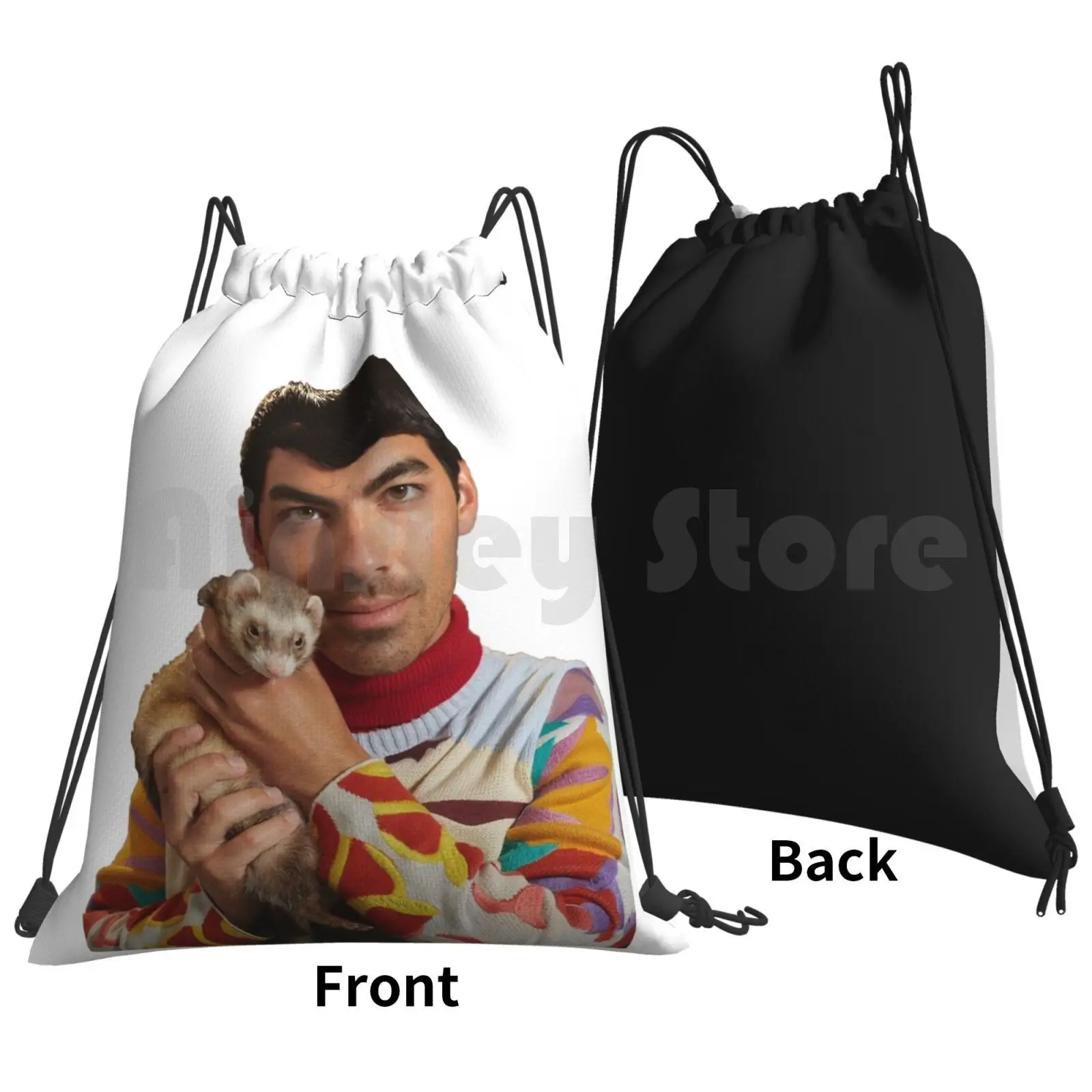 Joe Jonas A Ferret Backpack Drawstring Bags Gym Bag Waterproof Joe Jonas Jonas The Jonai Jo