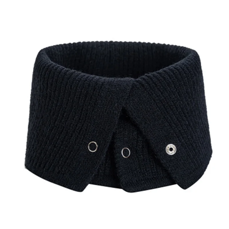 Winter Wool Knit Button Warm Scarf Female Cashmere Stretch Thick Collar Neck Guard Scarves Women Windproof Cycling Pullover O41