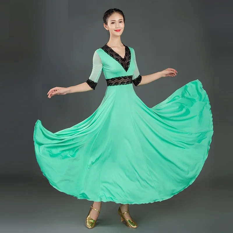 Lace stitching standard Ballroom Dance Dress waltz dress for ballroom Dancing Tango Dance costumes Spanish Flamenco Dress