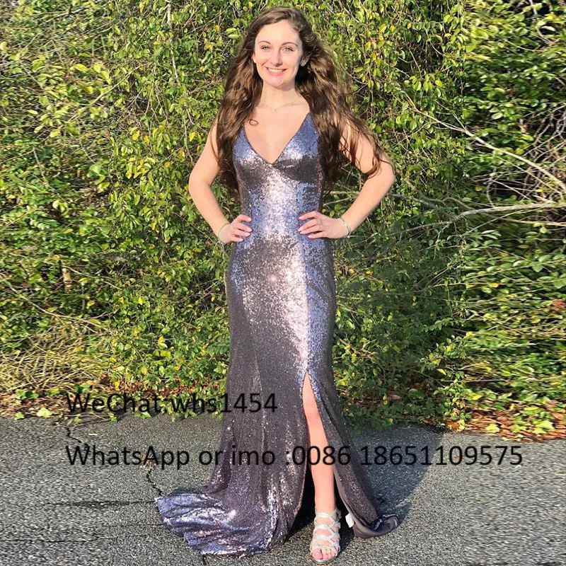 Mbcullyd Sequined Mermaid Prom Dresses Long 2023 Sexy Side Split Evening Party Gowns Formal Plus Size Robe De Soiree