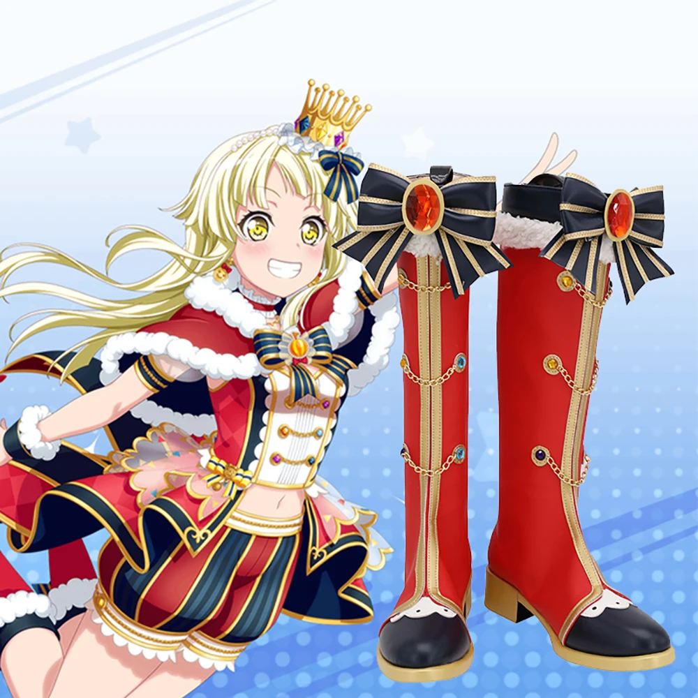 

BanG Dream Seta Kaoru Cosplay Boots Red Leather Shoes Custom Made Any Size for Unisex