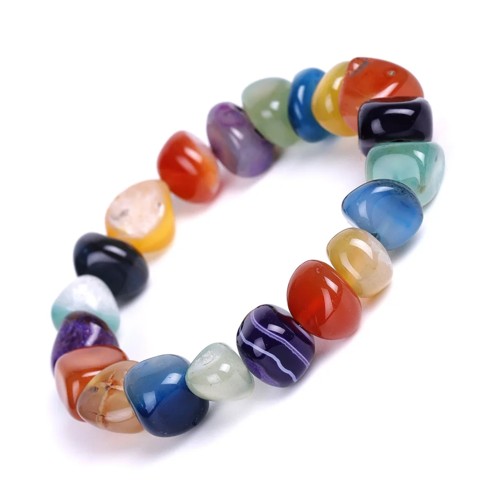 DIEZI Yoga Ethnic Multicolor Natural Irregular Stone Beads Strand Bracelet For Men Women Handmade 7 Chakra Bracelets Bangle Men