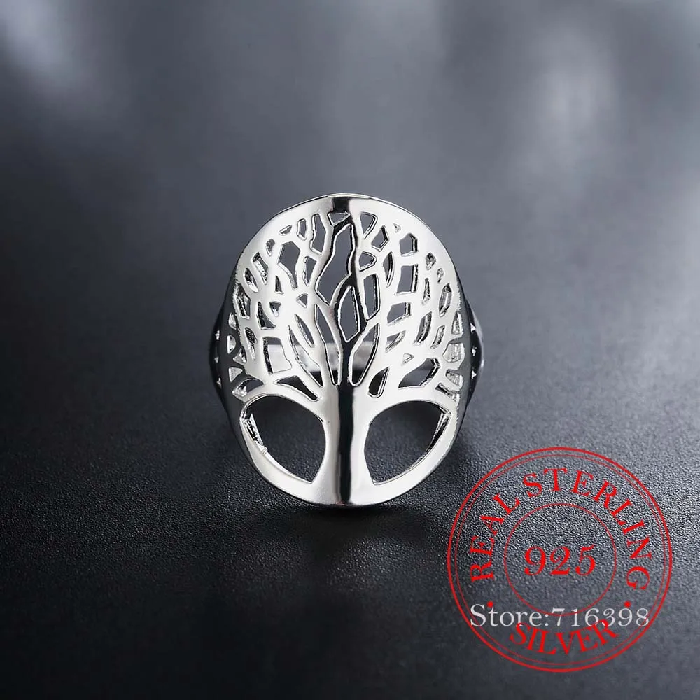 100% 925 Sterling Silver Ring Tree of Life Rings for Women Classic Accessories Anillos Fine Jewelry New Mother's Day Mom Gifts