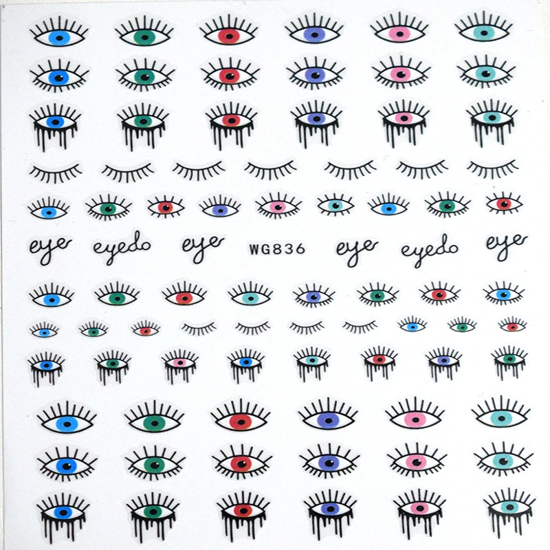 1PCS High-end Blue Eye Nail Sticker Color Exquisite Eye Adhesive Self-adhesive Nail Slider Nail Art Beauty Applique