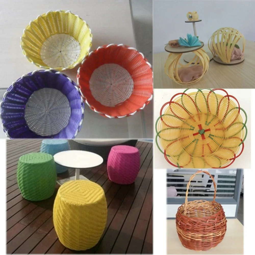 500G 70M Wood grain color gradient round synthetic rattan PE rattan weaving material plastic rattan for knit and repair chair ec