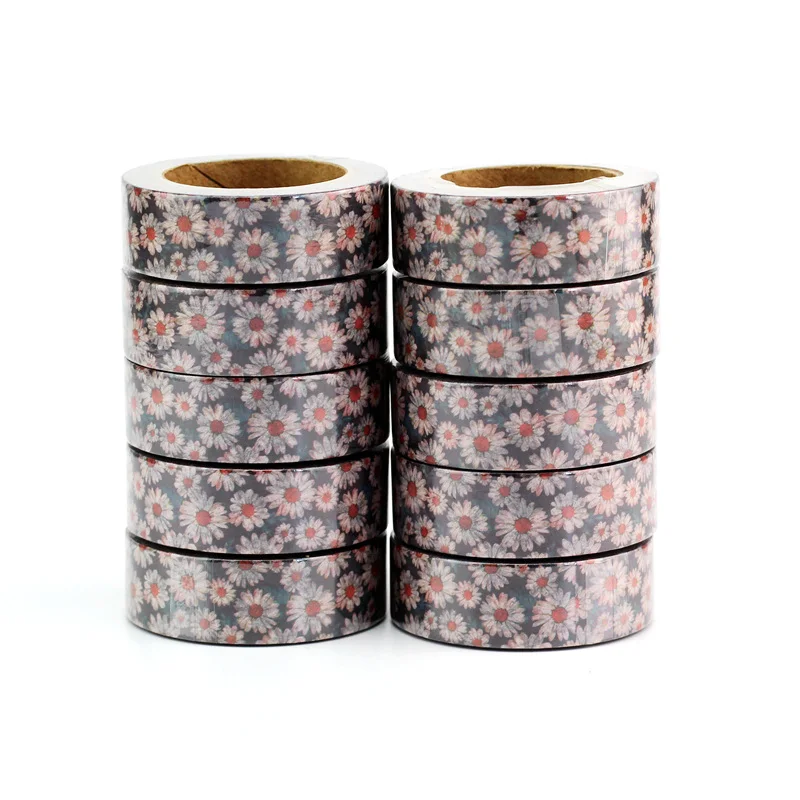 

10pcs Fall Decorative Beautiful Daisy Flower Washi Tapes DIY Journal Stickers Masking Tape Kawaii Cute Stationary Supplies