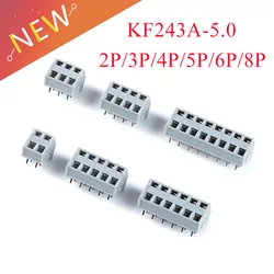 5Pcs KF243A 5.0mm Pitch Straight PCB Board Spring Terminal Blocks 2P 3P 4P 5P 6P 8PPositions Terminal connector 250V 10A