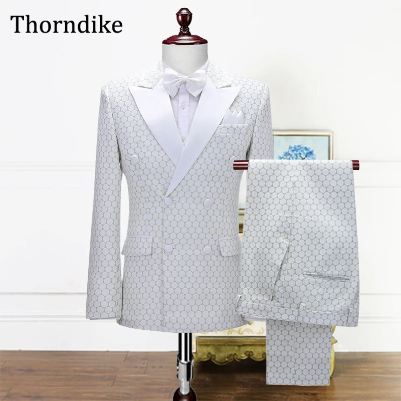 

Thorndike High Quality Peaked Lapel Men Suit For Wedding 2020 Custom Made Double Breasted 3 Pcs Groom Party Tuxedos Blazers Set