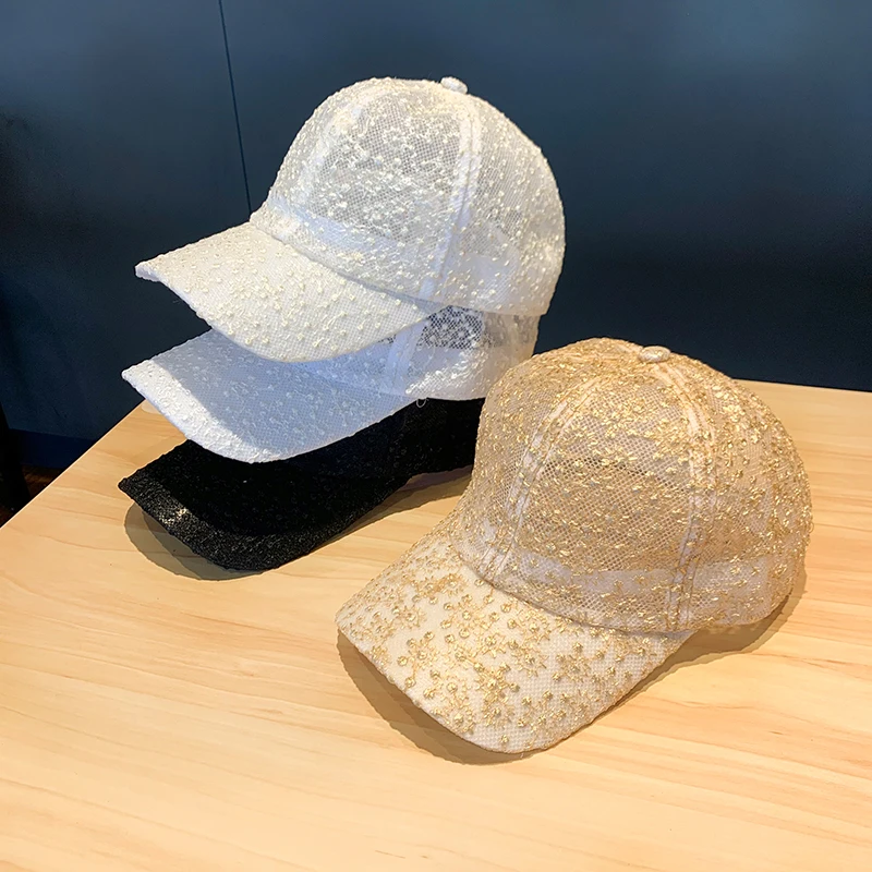 New Sun Hat Ladies Summer Outdoor Korean Breathable Lace Caps Street Fashion Wild Thin Mesh Baseball Cap