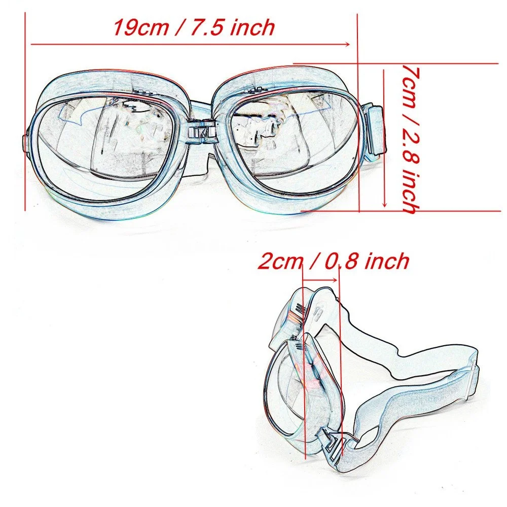 Motorcycle Retro Vintage Goggles Motocross Off-Road ATV Pilot Goggle Eyewear Sports Glasses Snowboard Ski Bikes Helmet Goggles