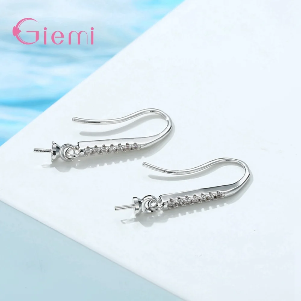 Korea New 925 Sterling Silver Inlaid Cubic Zirconia Earrings Women Creative DIY Accessories Hanging Ear Hooks Jewelry Wholesale