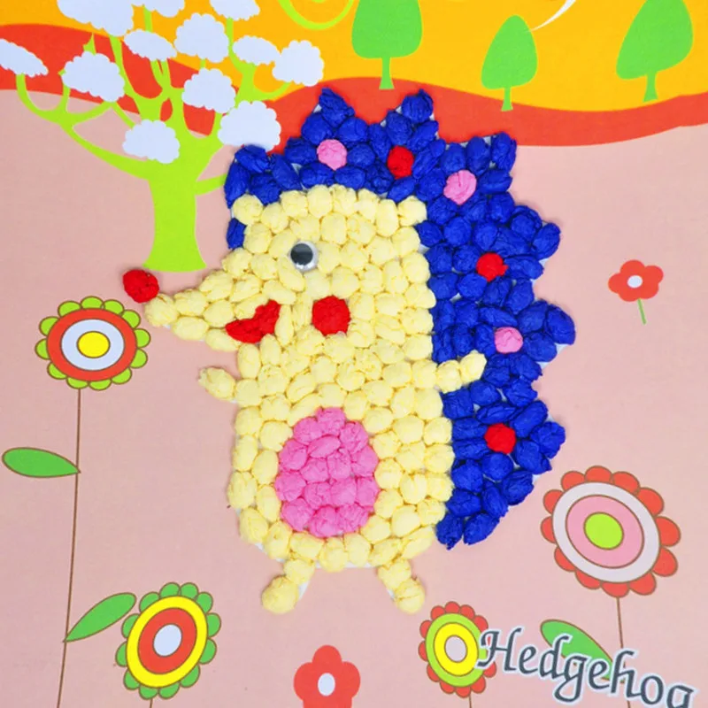 Child Toy DIY Handicrafts Hairball Sticky Paper Painting Kindergarten Toy Material Package Children Toy Toys Girl Crafts