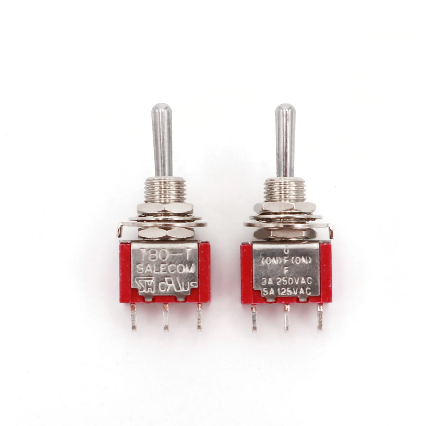 10Pcs T8014A Standard Lever 3Pin Momentary MOM-OFF-MOM Self-Return 3-Position SPDT Mini Toggle Switch