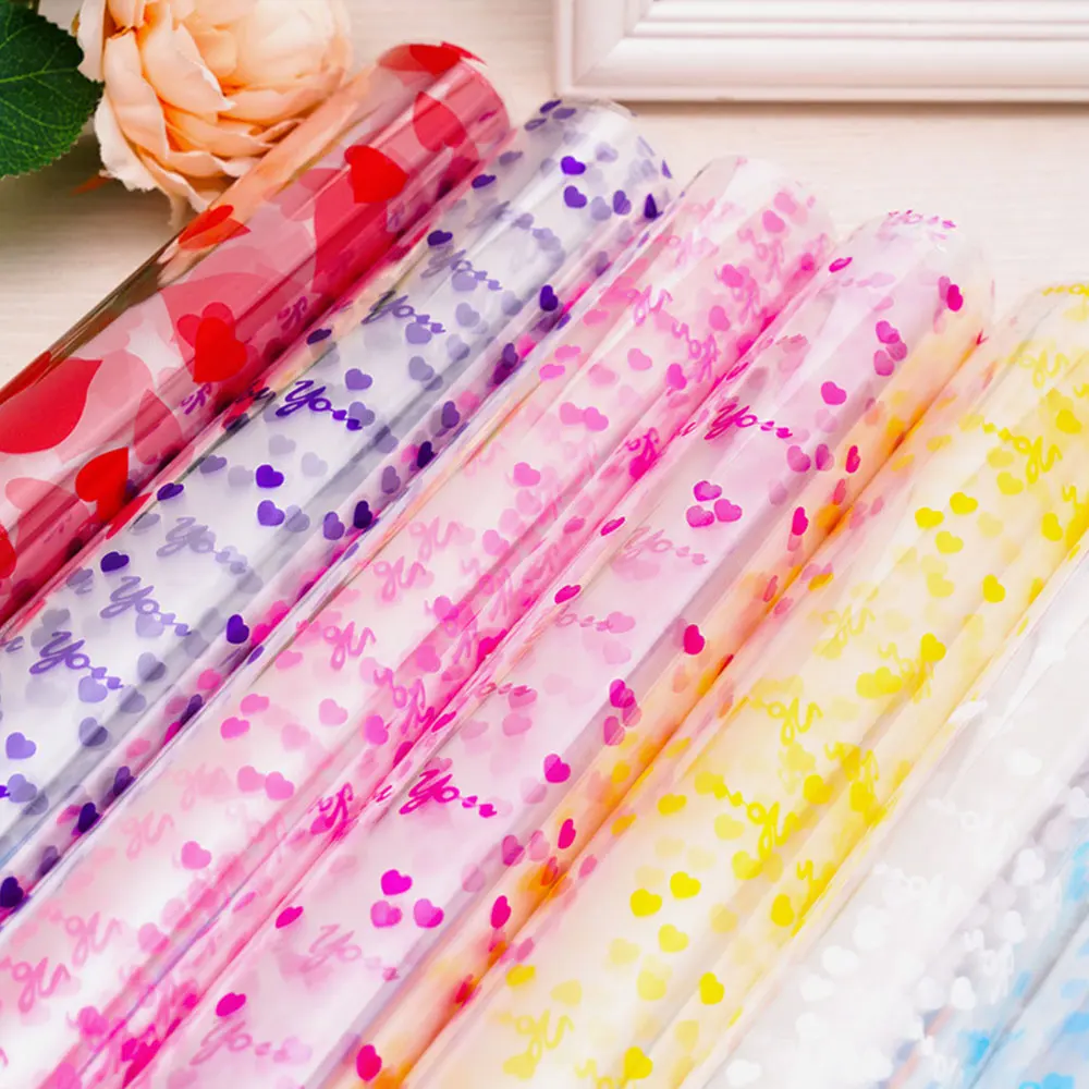 50pcs 18x25cm/20x30cm Transparent Opp Plastic Bag For Dolls Toy Packaging Small Heart Gift Bag Party Candy Fruit Basket Bag