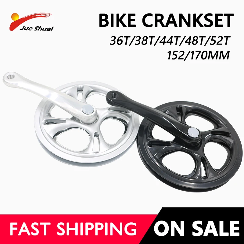 Bicycle Crank Chainwheel MTB Bike Crankset Aluminum Alloy With Bottom 170/152mm crank arm 38T 44T 48T 52T plate Chain Ring Black