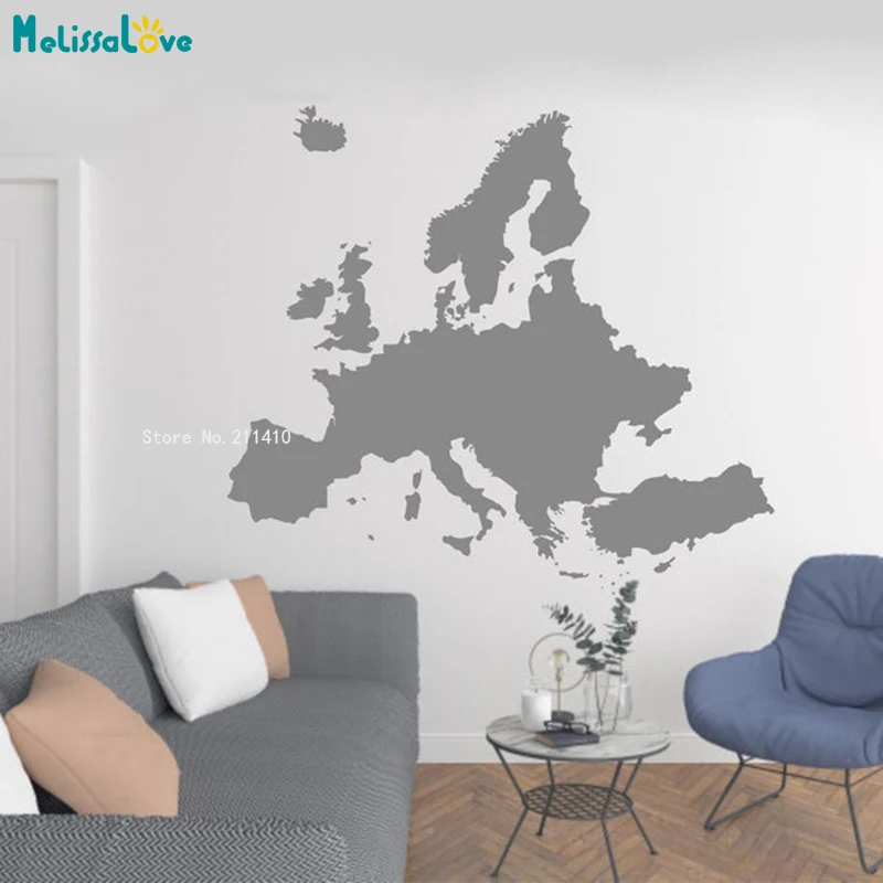 Europa mapa naklejka sylwetka ściana Home Office wystrój wnętrz i na zewnątrz salon gabinet malowidła usuwalne YT6206