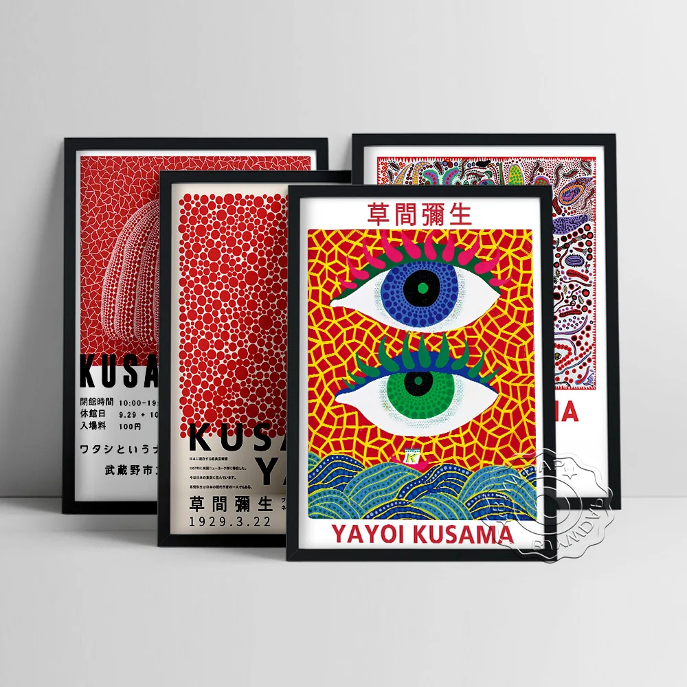 Yayoi Kusama Exhibition Museum Popular Art Poster, The Endless Life Of People Canvas Painting, Polka Dot Repetition Home Decor