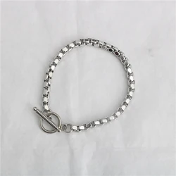 Fashion Stainless Steel Box Chain Findings Bracelets Silver Color Metal Bracelets For Women Man Wrist Jewelry Gifts, 1 Piece