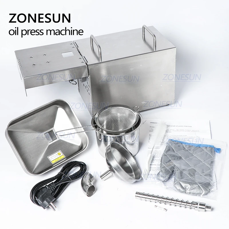 ZONESUN Automatic Cold Oil Press Machine Commercial Oil Extractor Temperature Control Peanut Sunflower Seeds Oil Presser 110V220