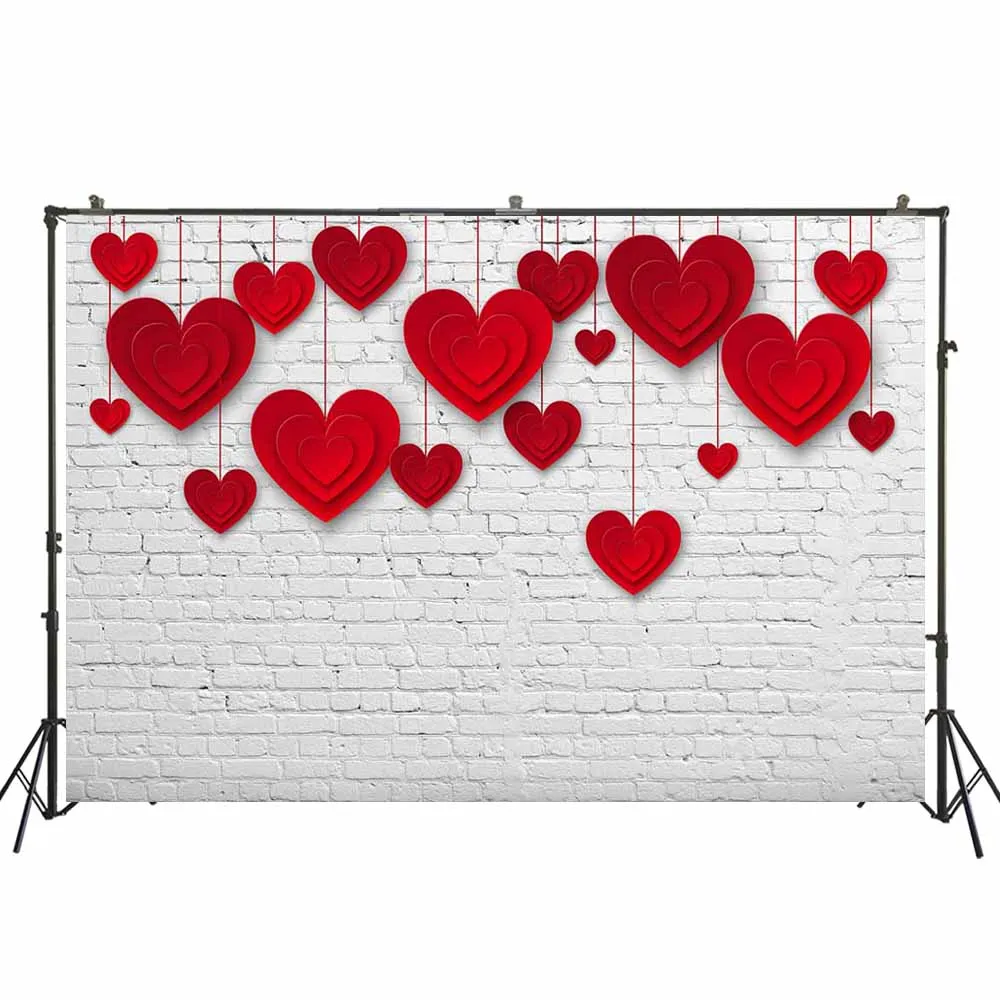 Photography Background lovely couple red love heart backdrop brick wall photo studio booth valentines day decoration W-4830