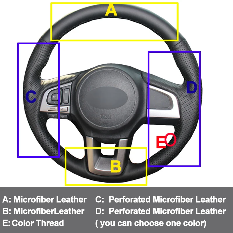 Car Auto Steering-Wheel Cover For Subaru Legacy 2015 - 2017 Outback 2015 - 2017 XV (Crosstrek) 2016-2017 Forester 2017-2018 2016