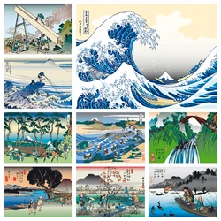 Wielka fala Kanagawa Ukiyoe japoński obraz diamentowy 5D haft mozaika krzyżykowa zestaw do szycia wystrój domu New Arrival