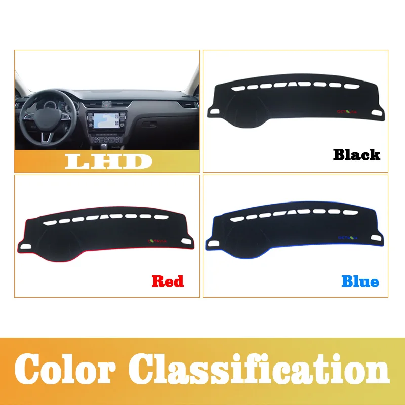 Car Dashboard Cover Mat Sun Shade Pad Instrument Panel Carpets Anti-UV For Skoda Octavia A7 2015 -2019 Accessories