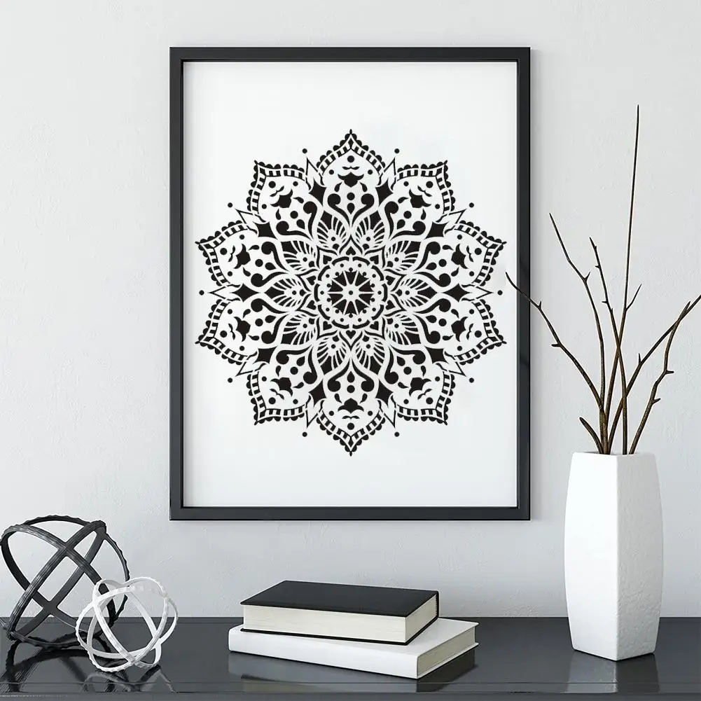 ماندالا رسم قالب لتقوم بها بنفسك خلفية الأثاث الطابق رذاذ طلاء جدران قالب ماندالا زهرة جوفاء اللوحة Templat 30x30