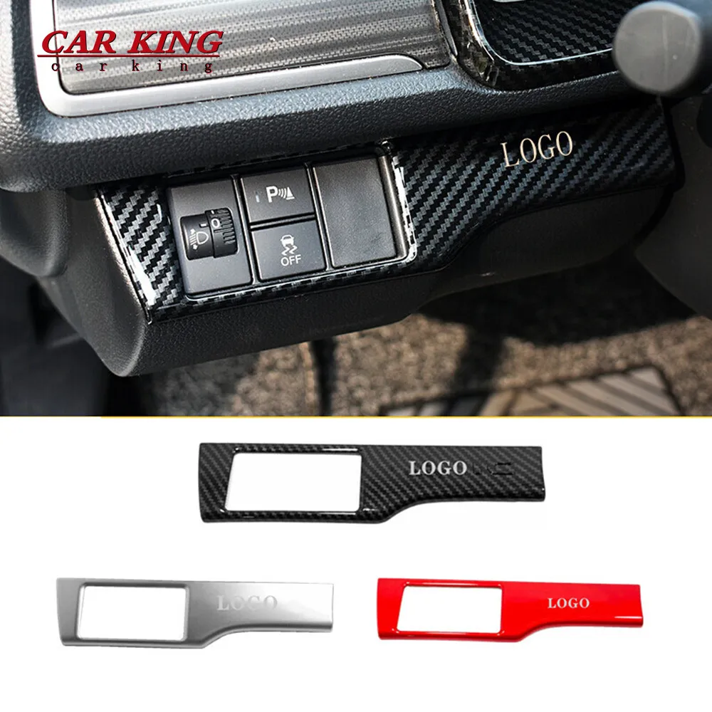 

ABS Carbon Fiber interior Style Headlight Switch Button Cover Trim 1pcs For Honda Civic 10th X 2016 2017 2018 2019 2020 2021 LHD